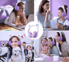No Name STN-28 Otroške slušalke Bluetooth: z mačjimi ušesi in LED lučko.