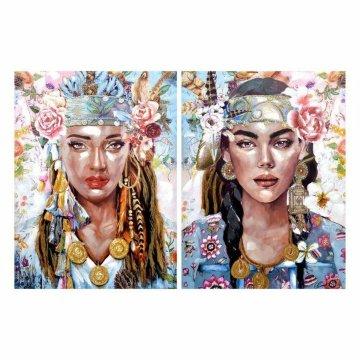 DKD Home Decor Slika DKD Home Decor 90 x 3 x 120 cm Rože Boho (2 enoti)
