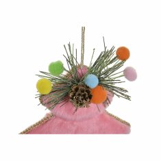 DKD Home Decor Viseča dekoracija DKD Home Decor Christmas Green Pink Polyester (2 kosa) (16 x 4 x 18 cm)
