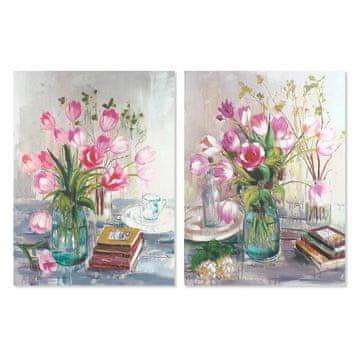 DKD Home Decor Slikarstvo DKD Home Decor 90 x 2,5 x 120 cm Vaza Flowers Shabby Chic (2 enoti)