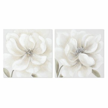 DKD Home Decor Slikarstvo DKD Home Decor Flower (40 x 2,5 x 40 cm) (2 enoti)