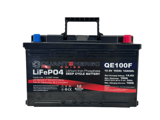 QUANTENERGO Solarni LiFePo4 baterijski hranilnik, Solarna baterija, akomulator - Litium, 12V, 100 Ah za avtodome