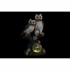 DKD Home Decor Solarna svetilka DKD Home Decor Sova Famil Resin (15 x 14 x 25 cm)