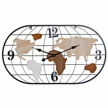 DKD Home Decor Stenska ura DKD Home Decor Brown Black Metal MDF Wood World Map (80 x 4 x 46 cm)