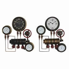 DKD Home Decor Stenska ura DKD Home Decor Black Red Iron Golden (2 kosa) (46 x 13 x 58 cm)