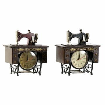DKD Home Decor Namizna ura DKD Home Decor 18 x 10 x 20 cm črna kovinska rjava bordo Vintage (2 enoti)