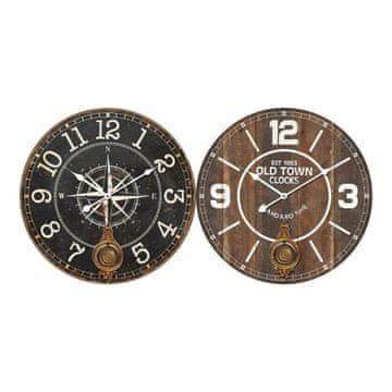 DKD Home Decor Stenska ura DKD Home Decor Črna kovina Rjava MDF les (58 x 8 x 58 cm) (2 kosa)