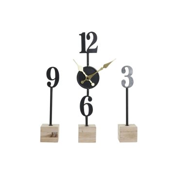 DKD Home Decor Namizna ura DKD Home Decor Natural Black Golden MDF Iron (20 x 5 x 39 cm)