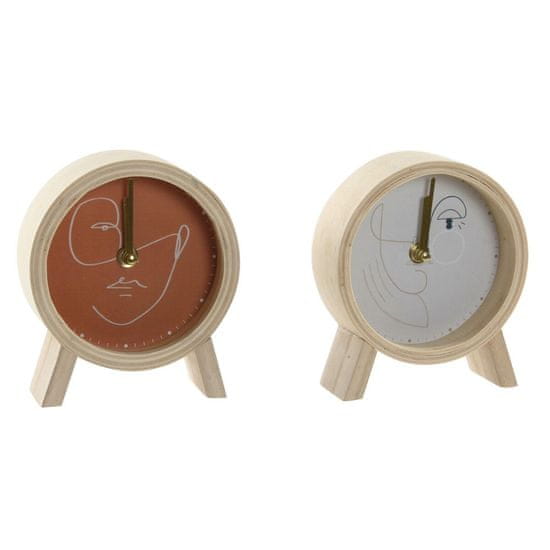 DKD Home Decor Namizna ura DKD Home Decor Face Wood (13 x 5 x 15 cm) (2 enoti)