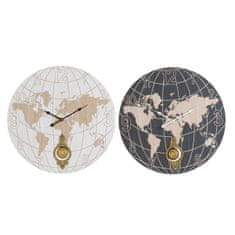 DKD Home Decor Stenska ura DKD Home Decor Black Beige Metal MDF World Map (58 x 8 x 58 cm)