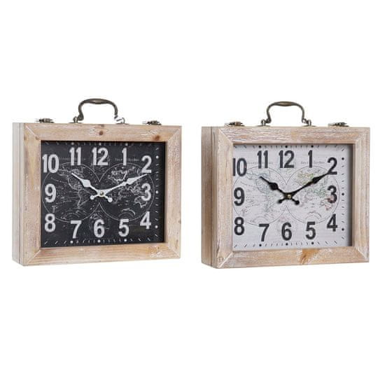 DKD Home Decor Namizna ura DKD Home Decor Wood 30 x 8 x 30,5 cm Natural Black Vintage World Map (2 enoti)