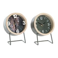 DKD Home Decor Namizna ura DKD Home Decor Natural Black Metal MDF (13 x 7 x 18 cm) (2 enoti)