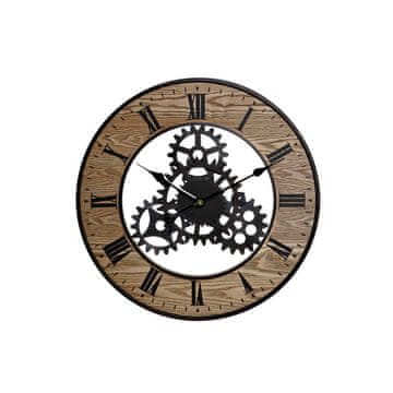 DKD Home Decor Stenska ura DKD Home Decor Les Naravna Črna Iron Gears (60 x 4 x 60 cm)