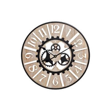DKD Home Decor Stenska ura DKD Home Decor Les Naravna Črna Iron Gears (60 x 4 x 60 cm)