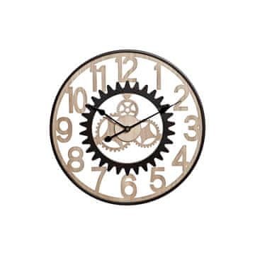 DKD Home Decor Stenska ura DKD Home Decor Les Naravna Črna Iron Gears (60 x 4 x 60 cm)