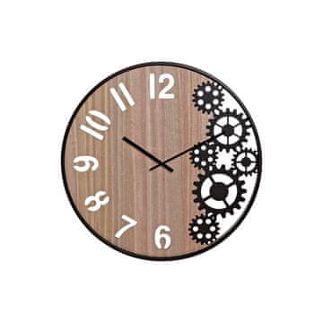 DKD Home Decor Stenska ura DKD Home Decor Les Naravna Črna Iron Gears (60 x 4 x 60 cm)