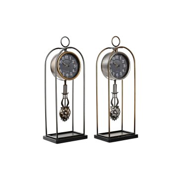 DKD Home Decor Namizna ura DKD Home Decor Crystal Black Golden Iron (17 x 12 x 46,5 cm) (2 enoti)