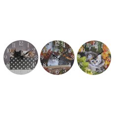 DKD Home Decor Stenska ura DKD Home Decor Multicolor Cats MDF Wood (34 x 4 x 34 cm) (3 enote)