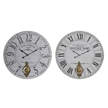 DKD Home Decor Stenska ura DKD Home Decor Črna kovina Bela Vintage MDF Wood (58 x 8 x 58 cm) (2 enoti)