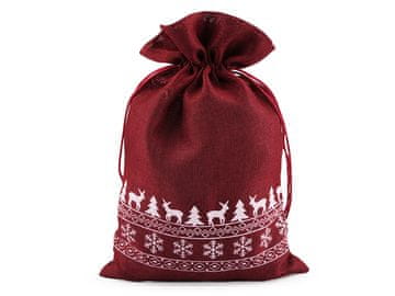 Božična darilna vrečka 20x30 cm iz imitacije jute - bordo (10 kosov)