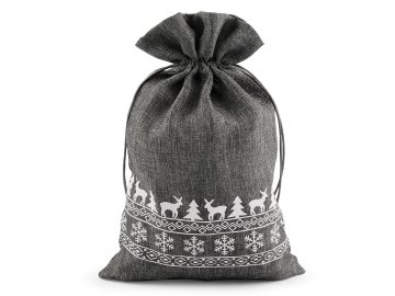 Božična darilna vrečka 20x30 cm - imitacija jute - siva (10 kosov)