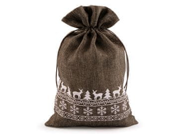 Božična darilna vrečka 20x30 cm - imitacija jute - temno rjava (10 kosov)