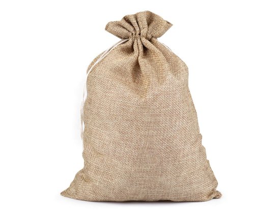 Božičkova darilna vrečka 19,5x27 cm imitacija jute - naravna