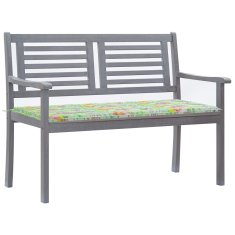 Vidaxl Vrtna klop za 2 osebi z blazino 120 cm siv evkaliptusov les