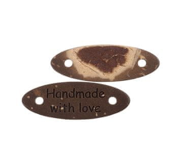 Obliž "Hand made with love" kokos 28x10mm - set 2 - 28x10 mm
