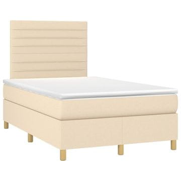 Vidaxl Box spring postelja z vzmetnico krem 120x190 cm blago