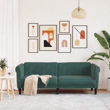 Vidaxl vidaXL Trosed z oblazinjenjem iz temno zelenega žameta