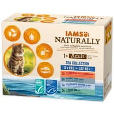 IAMS Naturally Adult morski sadeži v omaki, večpaket 1020g (12x85g)