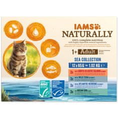 IAMS Naturally Adult morski sadeži v omaki, večpaket 1020g (12x85g)