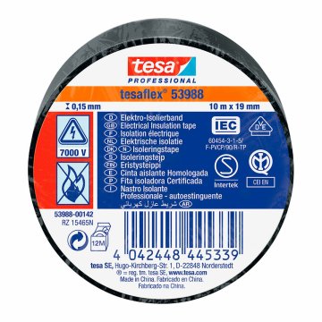 Tesa Izolacijski trak TESA Black PVC (10 m x 19 mm)