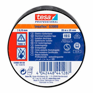 Tesa Izolacijski trak TESA Black PVC (25 mm x 25 m)