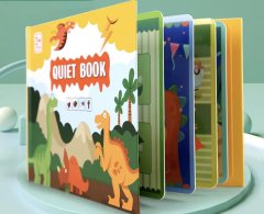 Meng Montessori Tiha knjiga - knjiga z nalepkami - Tiha knjiga - komplet 4 tihih knjig (dinozavri, potovanja, podvodni svet, vesolje)