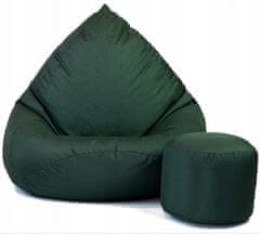 F4H Sedežna vreča XXXL + podstavek za noge zelene barve za notranjost na terasi ali na vrtu