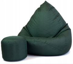 F4H Sedežna vreča XXXL + podstavek za noge zelene barve za notranjost na terasi ali na vrtu