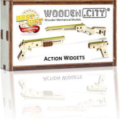 Wooden city Lesena mestna sestavljanka 3D obeski Pištole 30 kosov