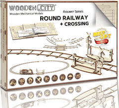 Wooden city 3D sestavljanka Krožne proge s križanjem 159 kosov