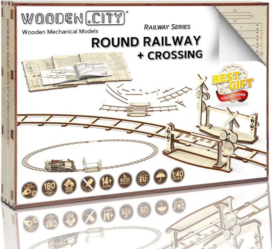 Wooden city 3D sestavljanka Krožne proge s križanjem 159 kosov