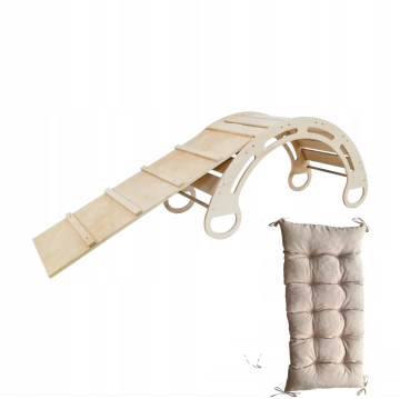 Olakids Montessori gugalnica z blazino (bež) in toboganom, naravna, 85 cm, 5 v 1, 7 v 1