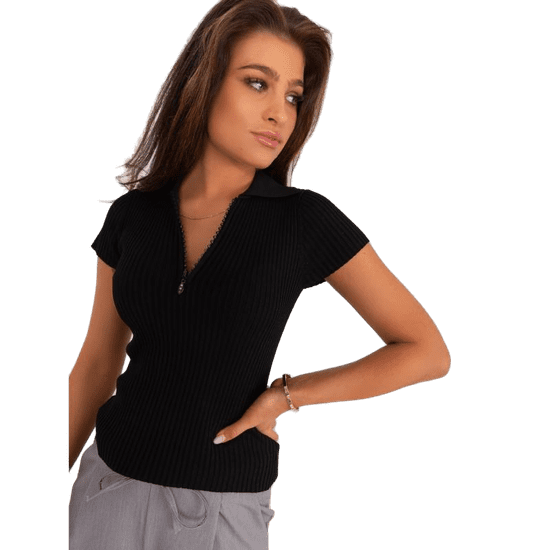Factoryprice Ženska bluza z zadrgo črna AT-BZ-2123.27_407318
