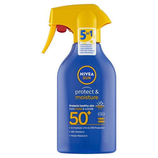 Nivea Vlažilno pršilo za porjavitev s črpalko SPF 50+ Sun (Protect & Moisture Spray) 270 ml