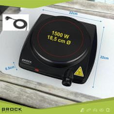 BROCK EP 1500 BK električna kuhalna plošča, črna