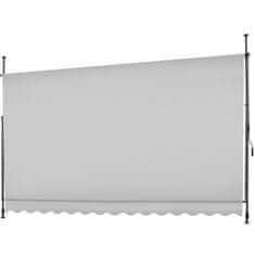 tectake Vpenjalna markiza z ročico, nastavljiva po višini - 350 x 180 cm, Svetlo siva
