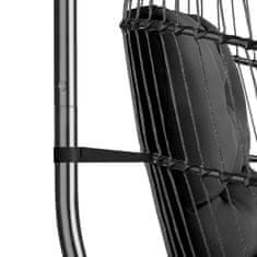 tectake Viseči stol Ariane s stojalom in z blazino 160kg - Črna