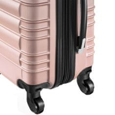tectake Komplet trdih kovčkov Mila, 4-delni s tehtnico za prtljago - Rožnato zlato