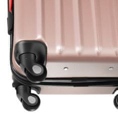 tectake Komplet trdih kovčkov Cleo, 4-delni s tehtnico za prtljago - Rožnato zlato
