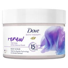 Dove Bath Therapy Renew Body Scrub piling za telo z vonjem vijolice in rožnatega hibiskusa 295 ml za ženske